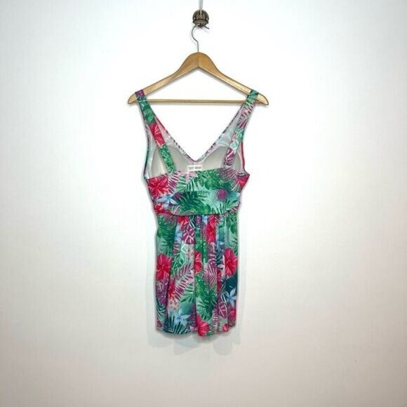 Swimsuits For All Women's Twist Front V-Neck Swimdress Hawaiian Floral Size 10 - Picture 7 of 16